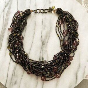 Elma Venezia Necklace Venetian Glass Beaded Multicolor Multilayer Statement Ital